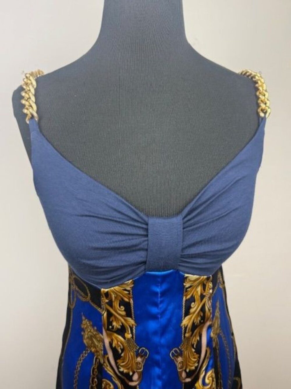 Andrea Behar Boston Proper Scarf Print Gold Chain Strap A Line Dress - Size 4 - Picture 2 of 6